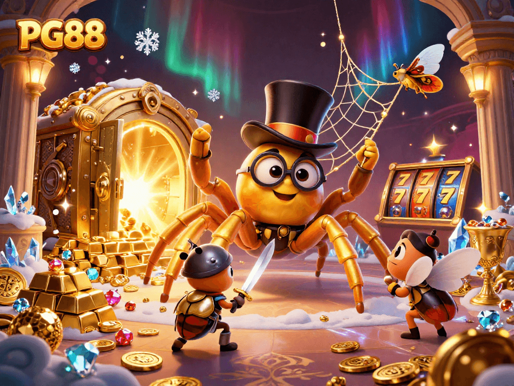 Engage with PG88's vibrant casino world featuring a daring insect knight and treasure galore.