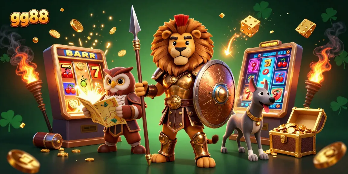 Engage in thrilling slots with GG88 as the Spartan lion and companions surround explosive winnings.