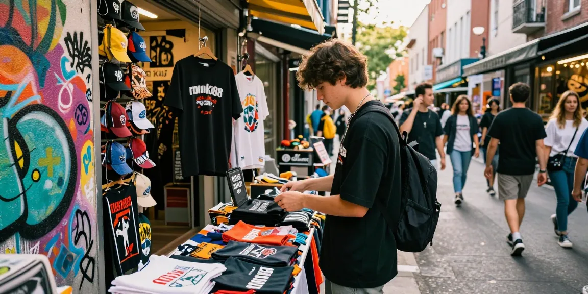 Explore exclusive rokok88 merchandise in a lively urban street setting.
