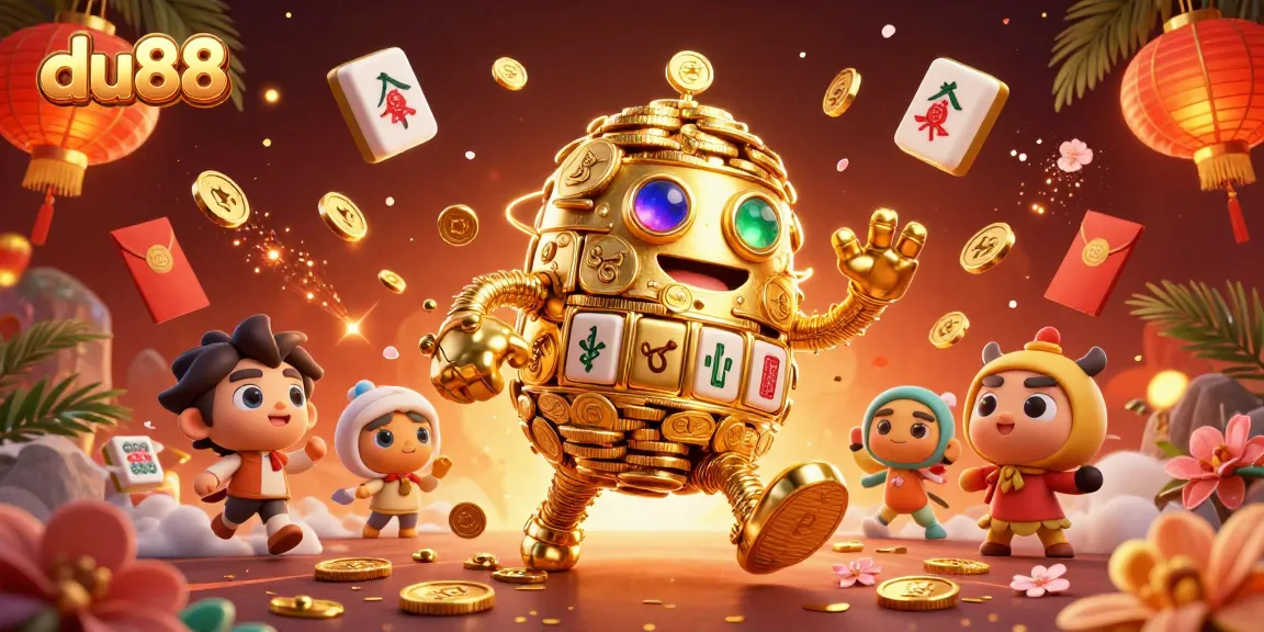 Excite your luck with du88 in vibrant 3D casino art featuring a golden golem and gambling symbols.