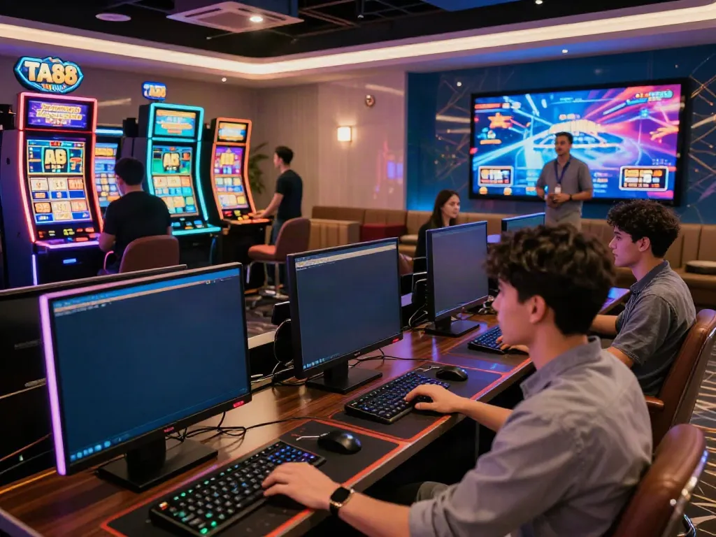 Friends enjoying online gaming at TA88 with sports betting and live dealers.