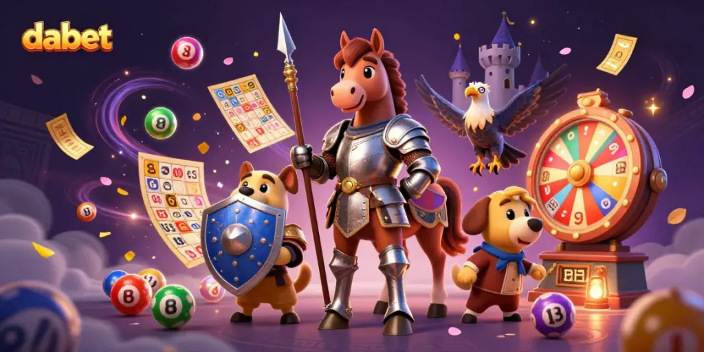Dabet promotes immersive gaming with exciting illustrations featuring knights and dynamic prizes.
