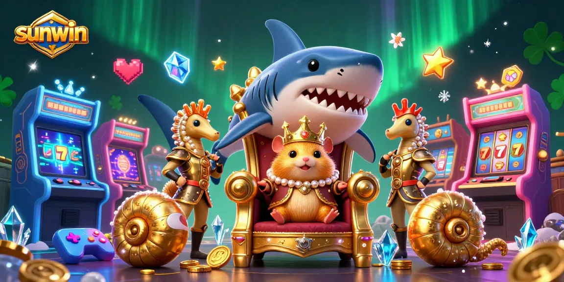 Spin to win at sunwin with a dazzling scene featuring a golden hamster king and mesmerizing slot elements.