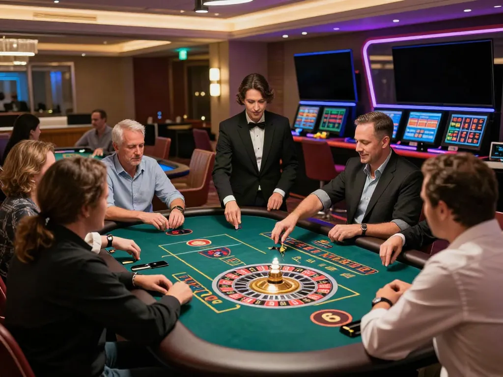 Exciting FC88 live casino gaming scene with players at a roulette table.