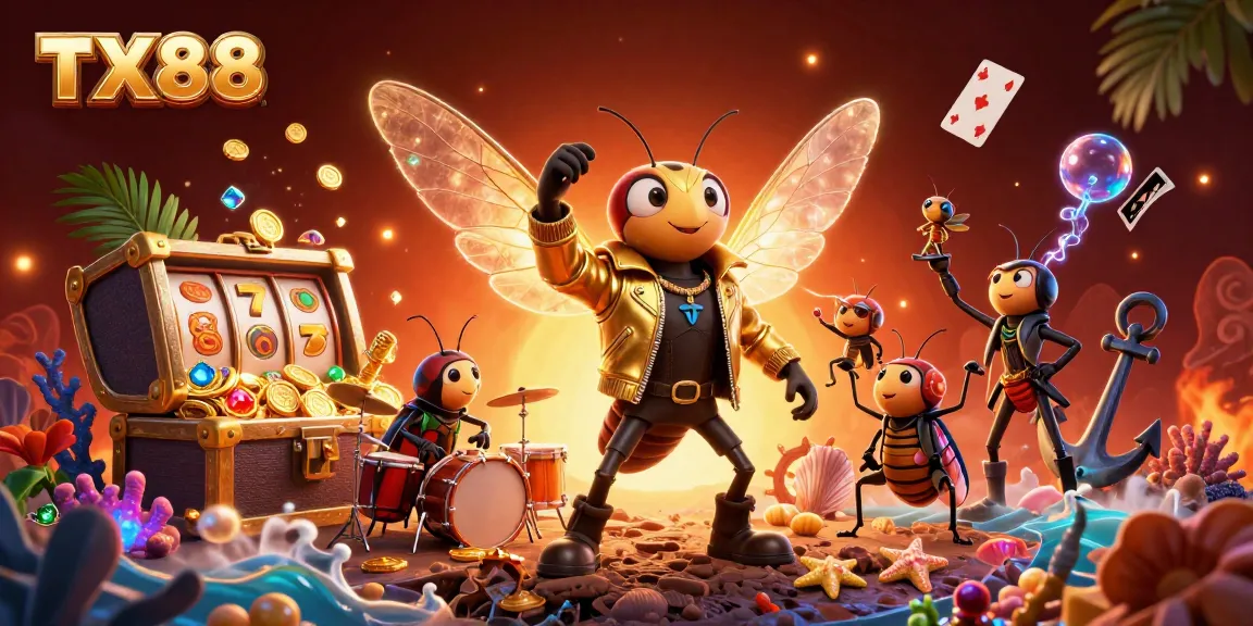 TX88 features a vibrant 3D cartoon rock star scene that embodies the thrill of online casino adventures.