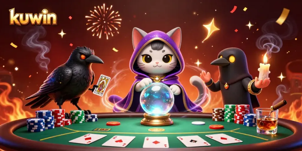 Engage with kuwin’s dynamic casino scene featuring mystical characters and vibrant poker elements.