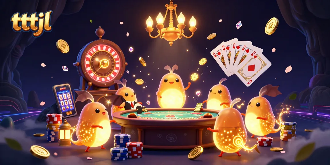 Engage with tttjl in a vibrant cave casino scene with glowing creatures and dynamic game elements.