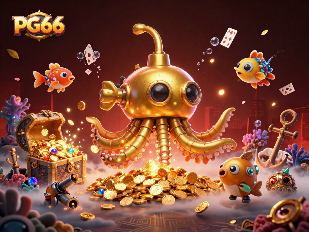 Experience thrilling gameplay with PG66 in a vibrant illustrative underwater casino environment.