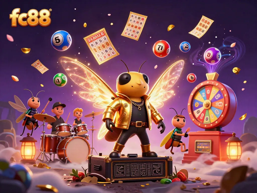 Experience the exhilarating world of fc88 with a vibrant 3D illustration featuring characters and dynamic gambling elements.
