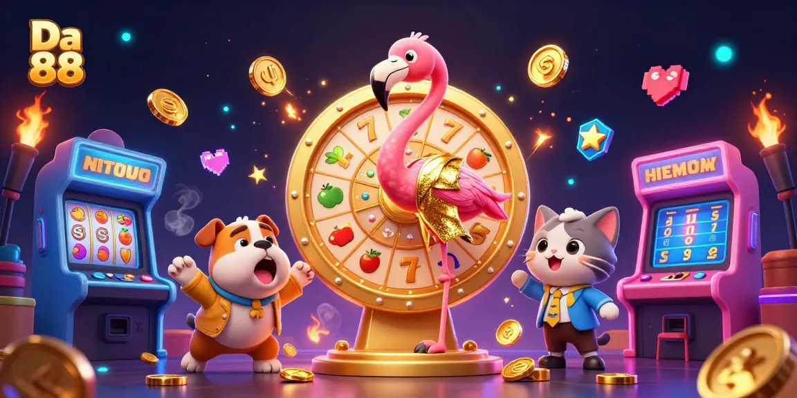 Experience Da 88 excitement with vivid characters and slot-themed visuals in a dynamic casino setting.