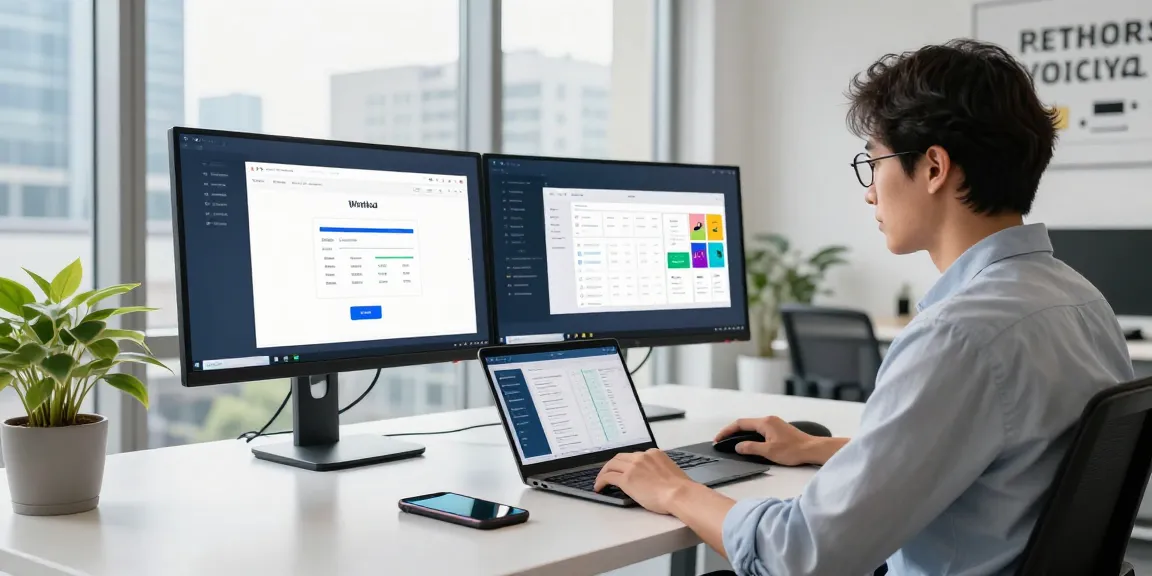 WPS Download interface displayed on dual monitors in a modern office.