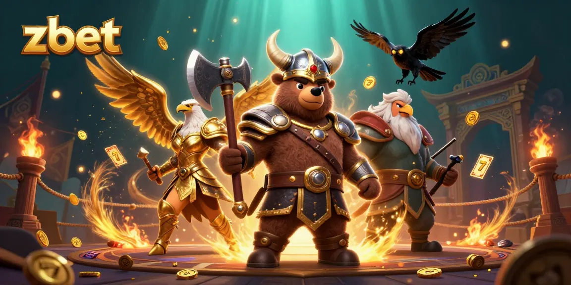 zbet slot game thrilling session with Viking berserker bear and Valkyrie eagle in rich 3D illustration