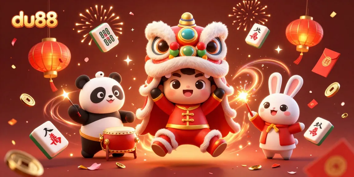Experience the thrilling du88 casino ambiance with vibrant lion dance and festive elements.